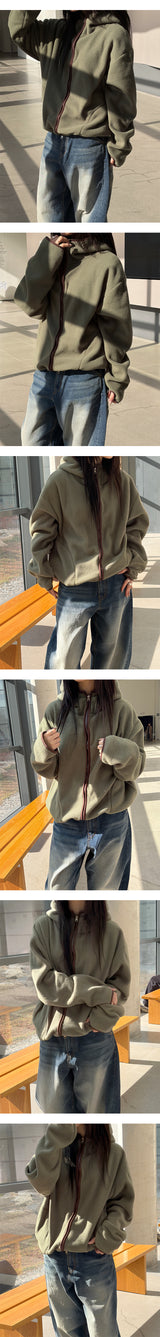 [Unisex] Line fleece hood zip up(3color)