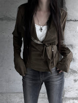suede drape rider jacket (2color)