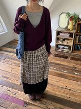 Noelle Vintage Check Banding Long Skirt