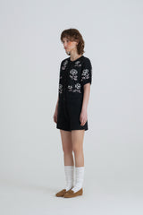 Rose half cardigan_charcoal