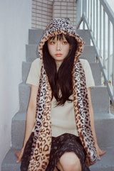 Leopard reversible hood muffler (brown)