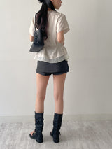 [Short Sleeve Version] Drape Color Matching Loose Fit Blouse