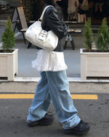 ピンタックルーズデニムパンツ