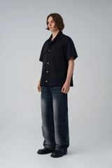 BACK BUTTON WIDE DENIM PANTS