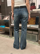 Blue washing boots cut pants