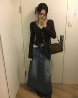 レシピロングスリーブニットカーディガン