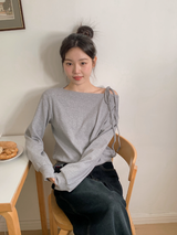 #ワンショルダーリボンルーズフィットスウェットシャツ (4color)