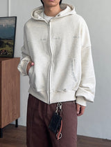 Mute Stud Crop Hoodie Zip-Up (4color) (No.1008)