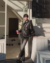 Fodeli Leather Over Padding Jacket
