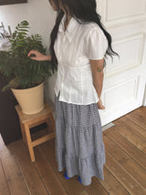 Hinari Check Tiered Banding Long Skirt