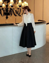 Cave Pearl Tie Puff Blouse