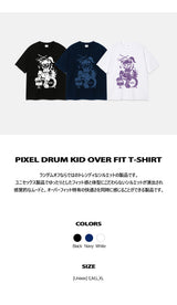 ピクセルドラムキッドオーバーフィットTシャツ(3color)