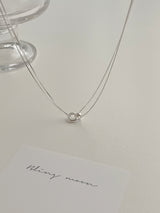 [Silver 925] two-line double ring necklace / Daily simple point