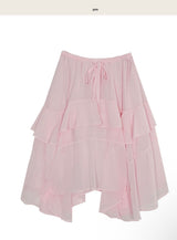 [ festival ] overve long chiffon bloom asymmetrical sk