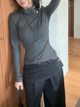 シグナルエポーレットハイネックスリムライン長袖Tシャツ