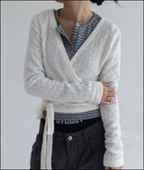 Pomel wrap knit cardigan