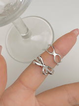 [2 set]リボンツイストボールドレイヤードリングセット