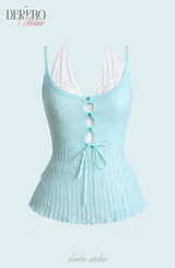 ブラン ハルター レイヤード ニット スリーブレス トップ (BRA SET)