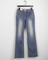 Noi vintage washed low-rise long bootcut denim pants