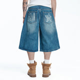 Star 8-part denim bermuda pants - DEEP BLUE