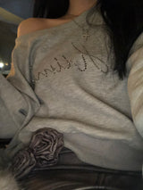 Gray Cubic Crop Sweatshirt