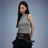 スリムフィットレイヤードスリーブレス (グレー/P)