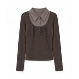 Tina Check Collar Layered Tee