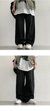 [Summer long pants!] [High quality!] Dunes vintage washed wide denim pants