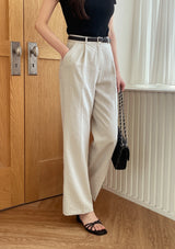 Hidel Linen Basic Pintuck Slacks