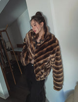 Wavy gradation fur jacket