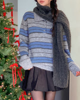 Bento stripe collar knitwear