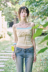 [MADE] Fromdi Ribbon Shirred Lace Sleeveless