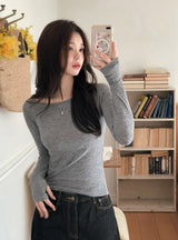 ベーシックボートネックアームウォーマーTシャツ (3color)