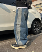 CT Color-Block Balloon Denim Pants