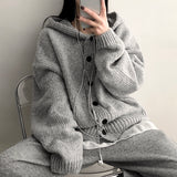 Tory button hooded knit cardigan
