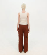 LOCK BUTTON POCKET PANTS (BRICK RED)
