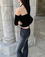 [MADE] Halter tie T - black
