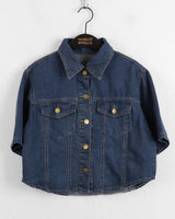 Bubel semi-cropped short-sleeved denim shirt jacket