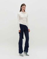 Sheer Layering Pants _ NAVY
