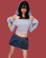 バター ロー デニム ミニ スカート(속바지)