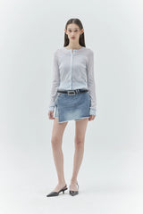 KIRSH PLAIN SEE THROUGH CROP CARDIGAN - LIGHT BLUE        
