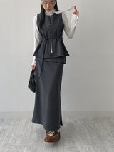 [Brushed Lining] Tie Pintuck Turtleneck T-Shirt