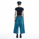 Cut-off Capri Denim Pants - MEDIUM BLUE