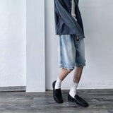Washed Distressed Wide Shorts