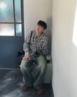 フードチェックシャツ