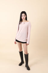 ルーズフィットコサージュニット Pink