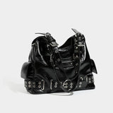 Y2K Stud Buckle Moto Hobo Shoulder Bag