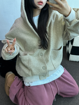 TERRY SHEEP🐑☁🤎HOODIE CARDIGAN JACKET 🤎💛🖤3COLOR
