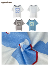 53 オフショルダー オーバーサイズフィット カラー 短袖 Tシャツ