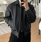 Wayne Vintage Crack Leather Zip-Up Jacket